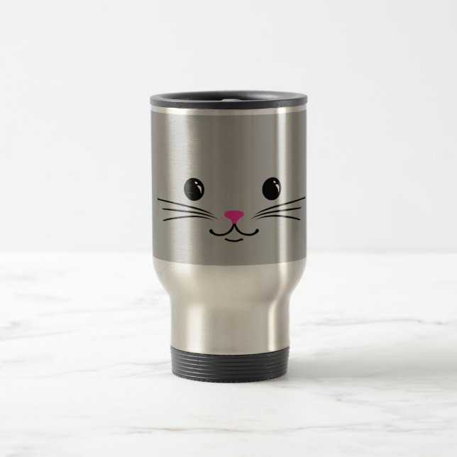Mug De Voyage Conception animale mignonne de visage de chat (Centre)