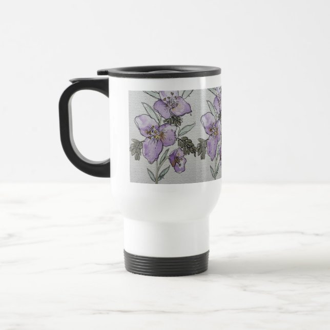 Mug De Voyage Conception de design aquarelle fleur violette (Gauche)