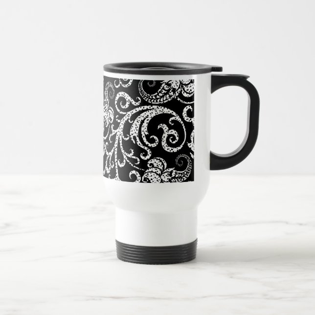 Mug De Voyage Conception de fleurs de dalmatien noir mignon (Droite)