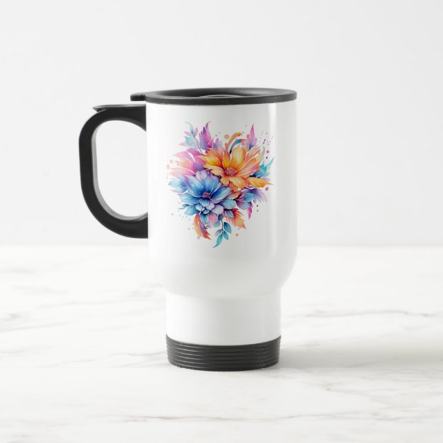 Mug De Voyage Conception de fleurs florales aquarelle-24683 (Gauche)