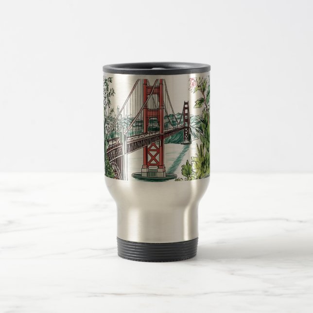 Mug De Voyage Conception de l'aquarelle du pont du Golden Gate d (Centre)