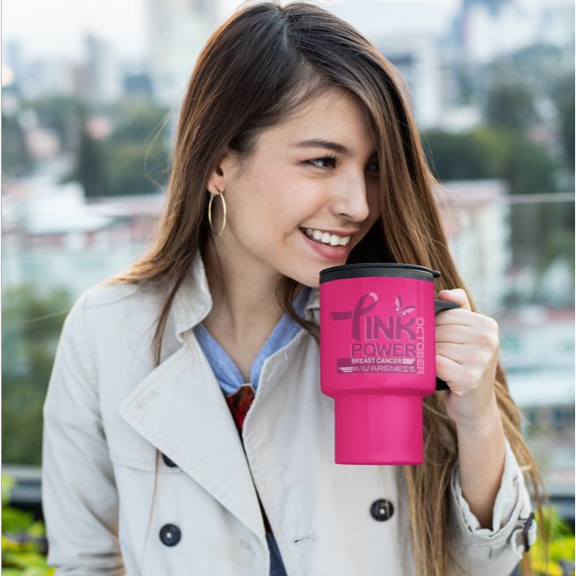 Mug De Voyage Conception de sensibilisation au cancer du sein ro (Créateur téléchargé)