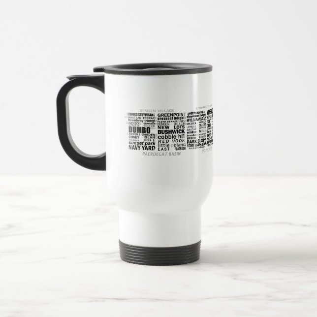 Mug De Voyage Conception de typographie de Brooklyn NY (Gauche)