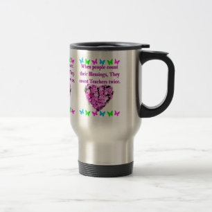 MUG DE VOYAGE CONCEPTION D'ENSEIGNANT FLORAL JOLIE ROSE