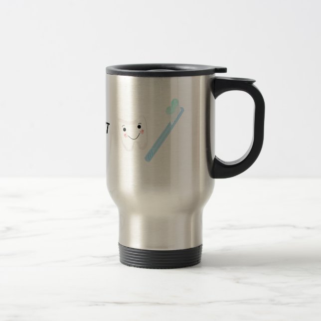 Mug De Voyage Conception Dentaire, Dent et Brosse à Dents (Droit)