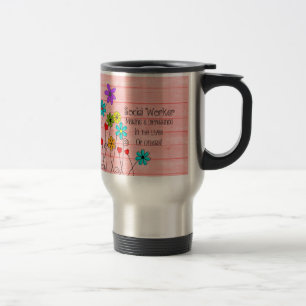 Mug De Voyage Conception florale de citation d'assistant social