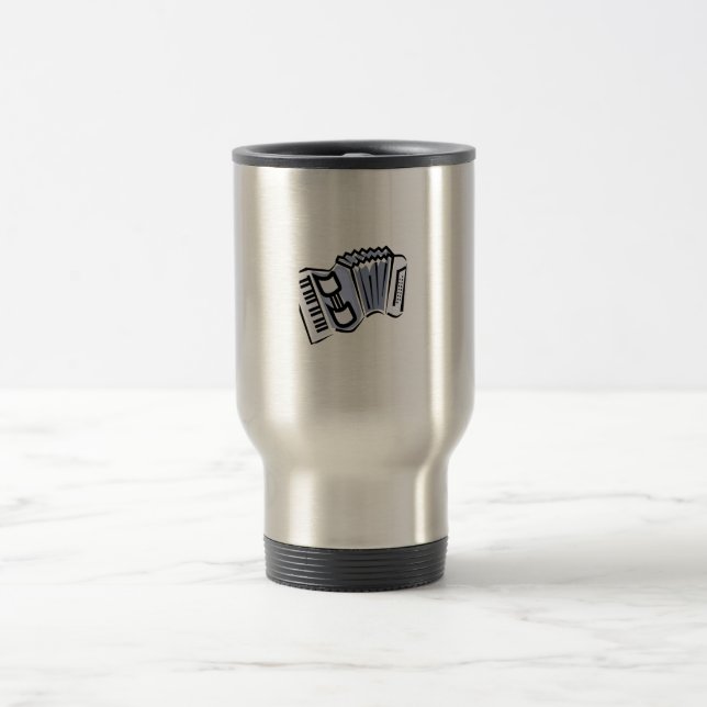 Mug De Voyage Conception graphique d'image d'accordéon bleu, (Centre)