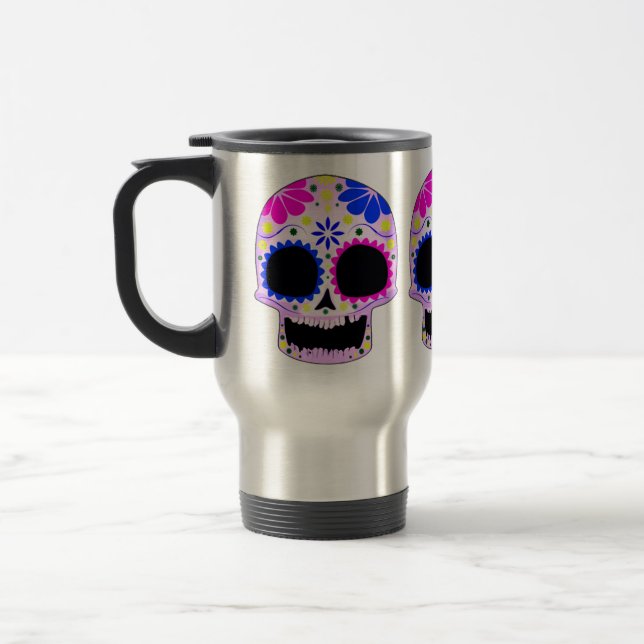 Mug De Voyage Conception heureuse de crâne de sucre (Gauche)