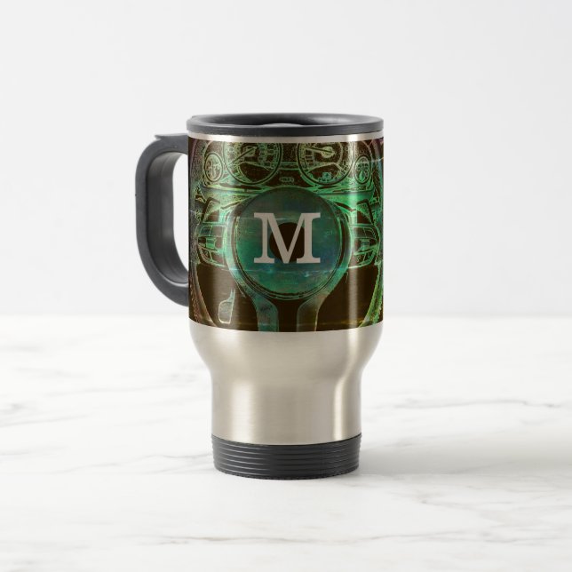 Mug De Voyage Conception orientée personnalisée de monogramme de (Devant gauche)