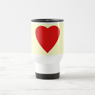 Mug De Voyage Conception rouge et crème de coeur d'amour