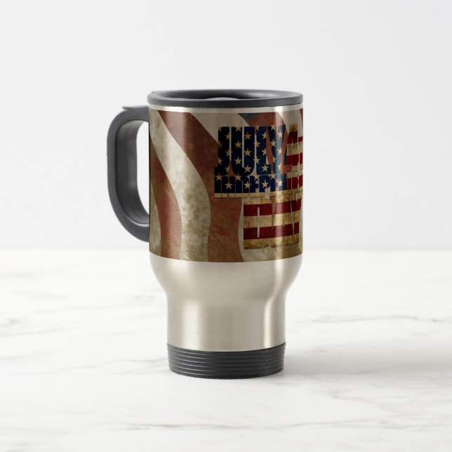 Mug De Voyage Conception vintage de la fête d'indépendance du 4  (Devant gauche)
