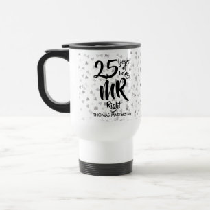 Mug De Voyage Confetti des Coeurs d'argent du 25e anniversaire d