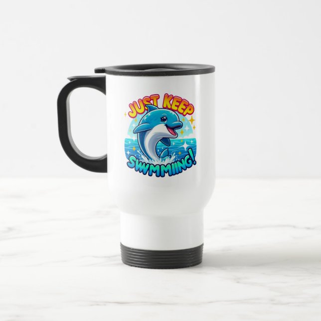Mug De Voyage Continuez À Nager Dauphin (Gauche)