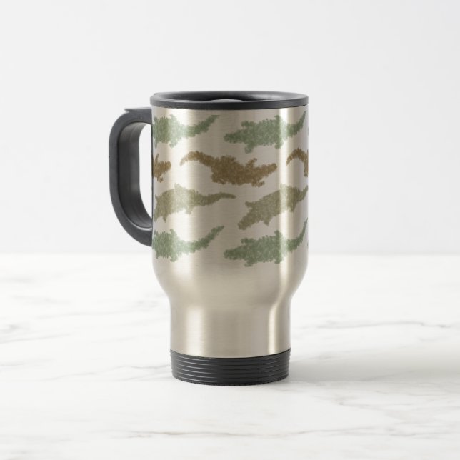 Mug De Voyage Cool Camo Alligators - motif sans soudure. (Devant gauche)