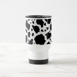 Mug De Voyage Copie animale de motif de vache noire et blanche