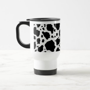 Mug De Voyage Copie animale de motif de vache noire et blanche