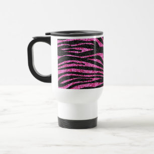 Mug De Voyage Copie rose et noire de zèbre bling (parties