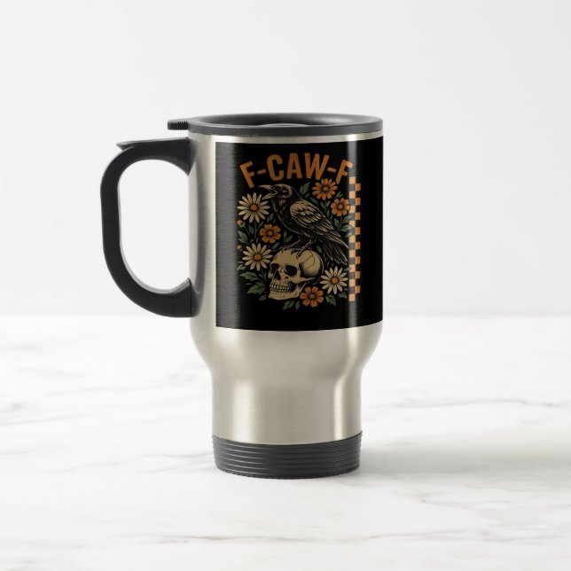 Mug De Voyage Corbeau F-Caw-F Cool Unique (Gauche)