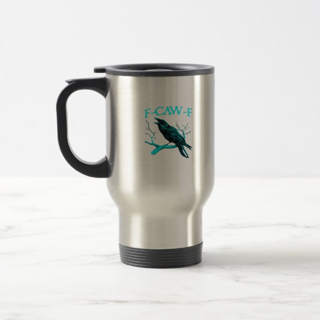 Mug De Voyage Corbeau F-Caw-F Oiseau Drôle Rétro (Gauche)