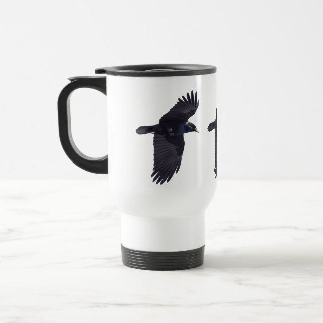 Mug De Voyage Corbeau noir volant gothique, celtique, Wiccan (Gauche)