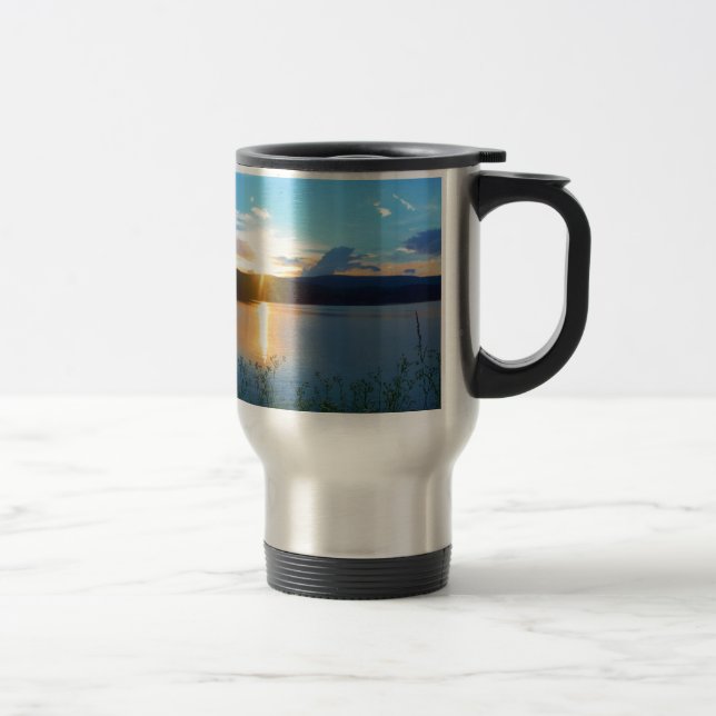 Mug De Voyage Coucher de soleil bleu sur le lac (Droit)