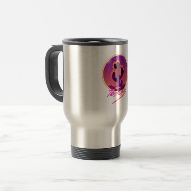 MUG DE VOYAGE COUCHER DE SOLEIL NEON CACTUS (Devant gauche)