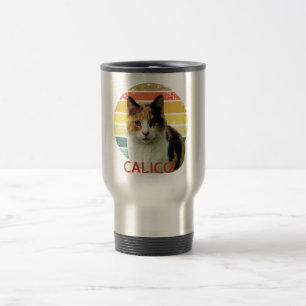 Mug De Voyage Coucher de soleil rétro Calico Moggy Chat