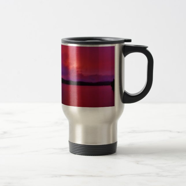 Mug De Voyage Coucher de soleil rose vif sur le lac Arrowhead (Droit)