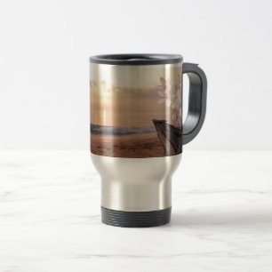 Mug De Voyage Coucher de soleil sur la plage au plumeria - Perso
