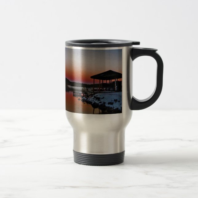 Mug De Voyage Coucher de soleil sur le quai du lac Arrowhead (Droit)
