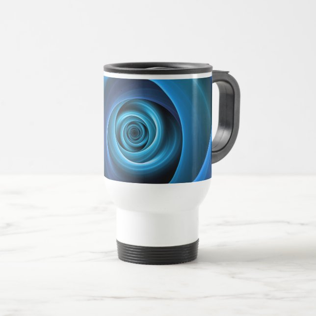 Mug De Voyage Couleurs bleu spirale 3D Art Abstrait fractal mode (Devant droit)