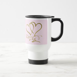 Mug De Voyage Couleurs de fond modifiables Forever Hearts Gold