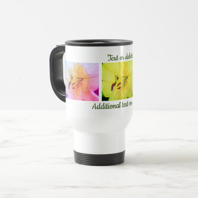 Mug De Voyage Couleurs Lys Jaunes Crayon Floral Art Personnalisé (Devant gauche)