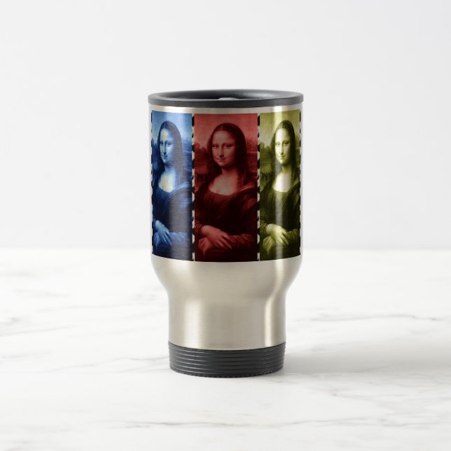 Mug De Voyage Couleurs primaires Mona Lisa Poster de animal (Centre)