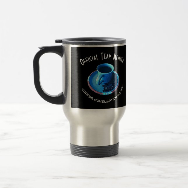 Mug De Voyage Coupe bleue et soucoupe | Équipe Amateurs de café  (Gauche)