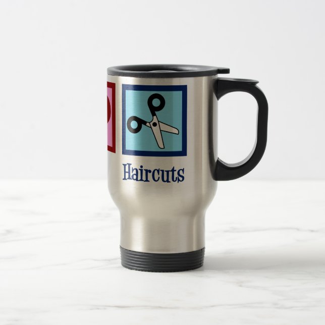 Mug De Voyage Coupes de cheveux Peace Love (Droit)