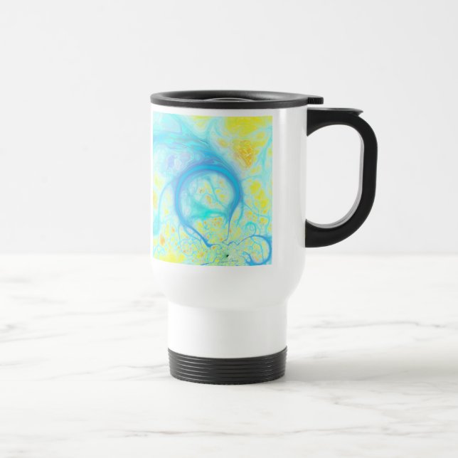 Mug De Voyage Courants de joie - Aqua et citron cosmiques (Droite)
