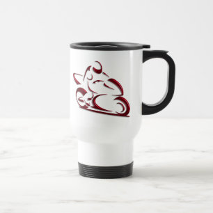 Mug De Voyage Coureur métallique rouge brillant de moto