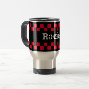 Mug De Voyage Course automobile à carreaux rouges et noirs