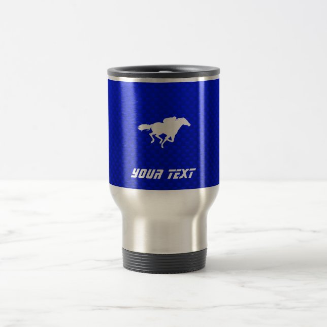 Mug De Voyage Course de chevaux bleue (Centre)