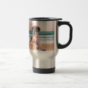 Mug De Voyage Coutume Grand Chien Danse assis sur la plage