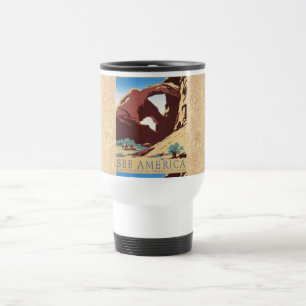 Mug De Voyage Cow-boy Désert Vintage Western Chevaux 