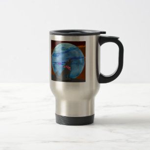 Mug De Voyage Coyote hurlant à la lune bleue