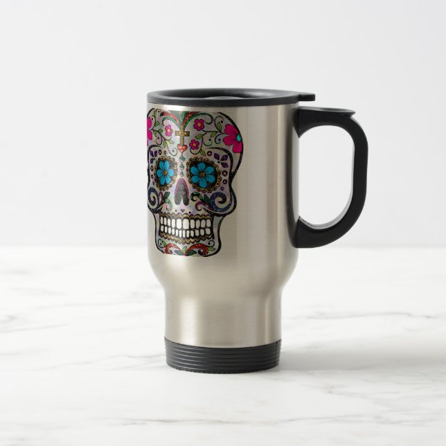 Mug De Voyage Crâne à sucre parties scintillant (Droit)