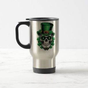 Mug De Voyage Crâne à sucre St Patrick Day Shamrock chanceux