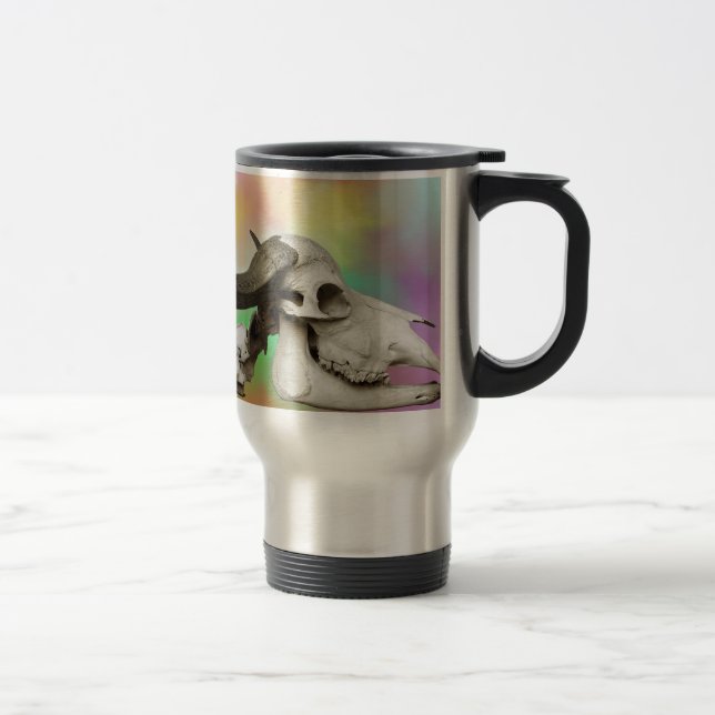 Mug De Voyage Crâne de buffle sur un Arrière - plan d'aquarelle (Droit)