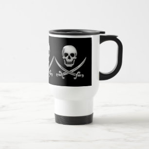Mug De Voyage Crâne et os croisés de l'épée et du pirate de verr