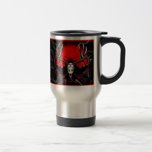 Mug De Voyage crâne flamboyant de cerfs communs (Droit)
