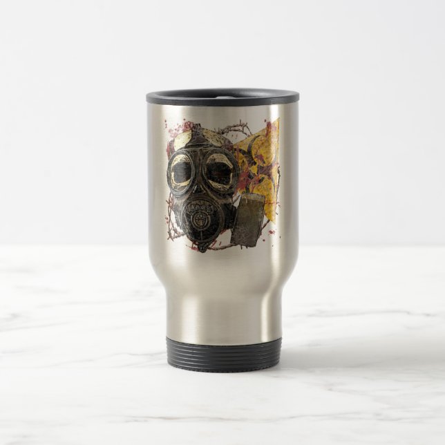 Mug De Voyage Crâne portant un masque à gaz (Centre)
