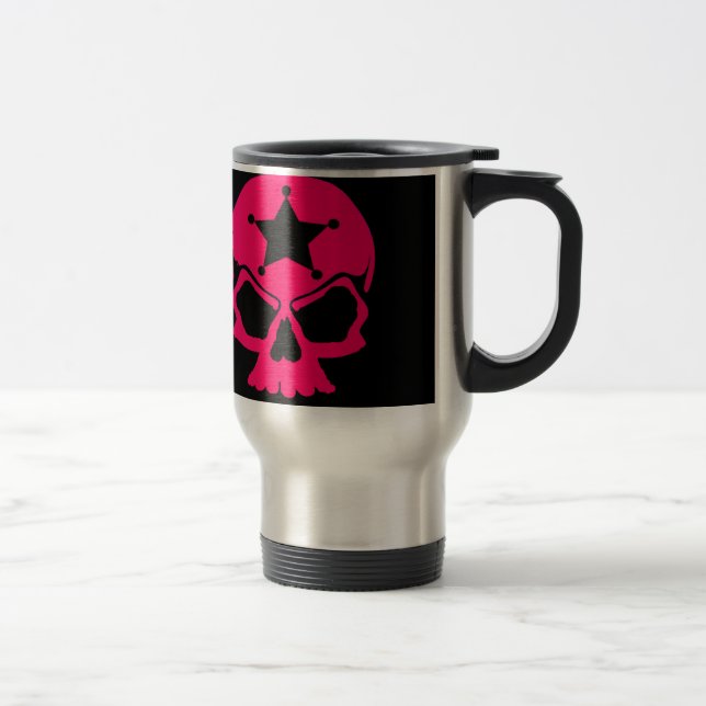 Mug De Voyage Crâne rose (arrière - plan noir) (Droit)